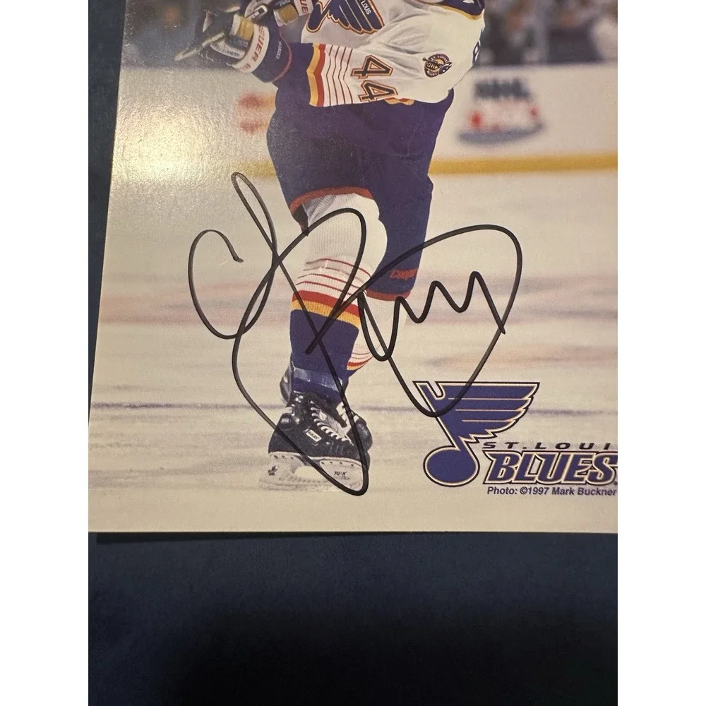 1997 Chris Pronger Autographed Card #44 St Louis Blues 4x6